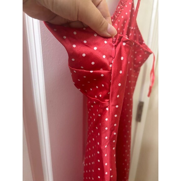 Japna Slip Dress Sz M Babydoll Red Pink Polka Dot Valentines Coquette 90s Style - Picture 8 of 14